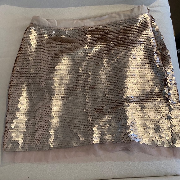 Sabine gold sequin skirt with mesh trim- Medium - Picture 2 of 3